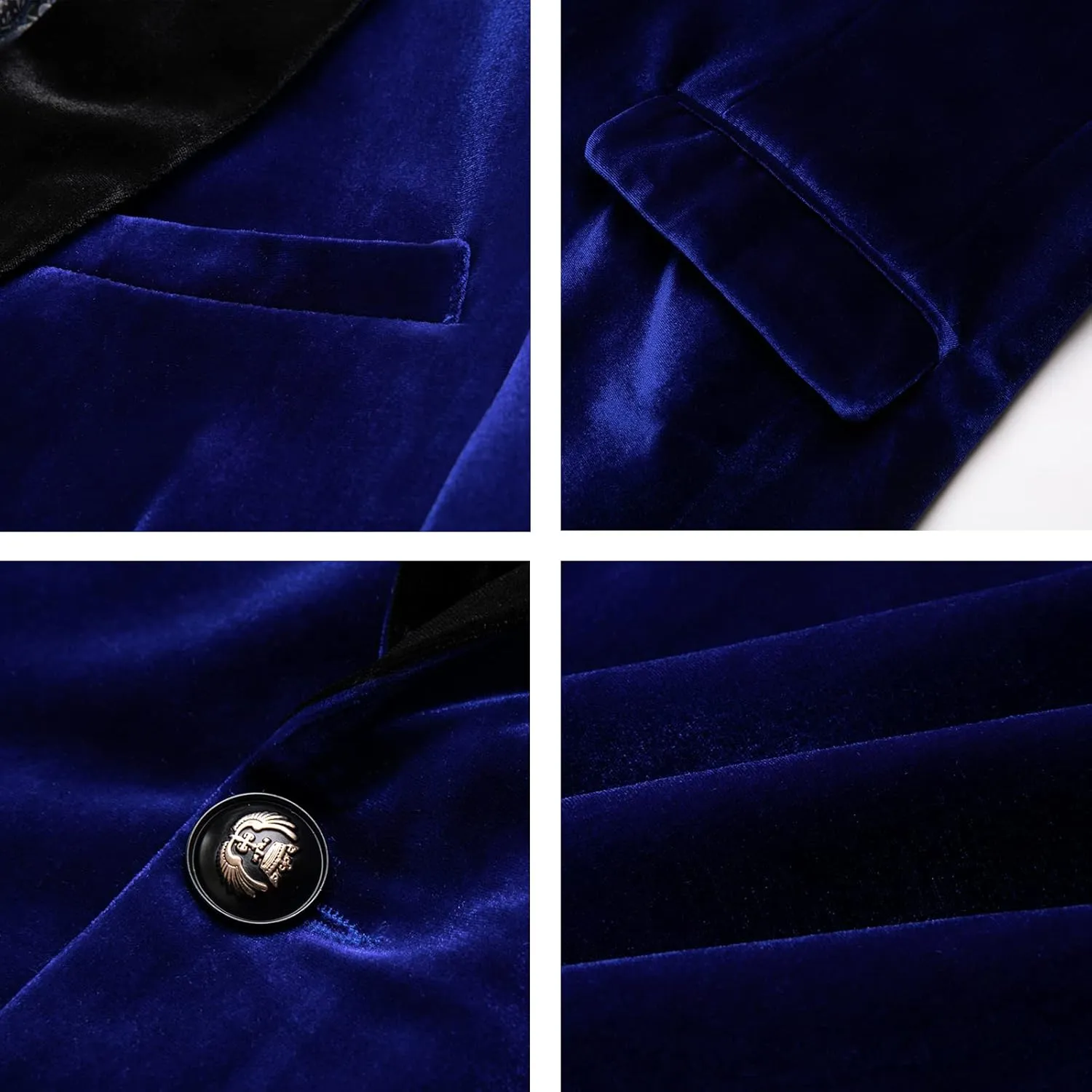 WZIKAI Mens Velvet Blazer Slim Fit One Button Solid Suit Jacket Sport Coat for Wedding Prom Dinner Party