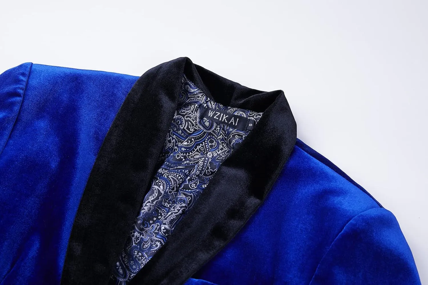 WZIKAI Mens Velvet Blazer Slim Fit One Button Solid Suit Jacket Sport Coat for Wedding Prom Dinner Party